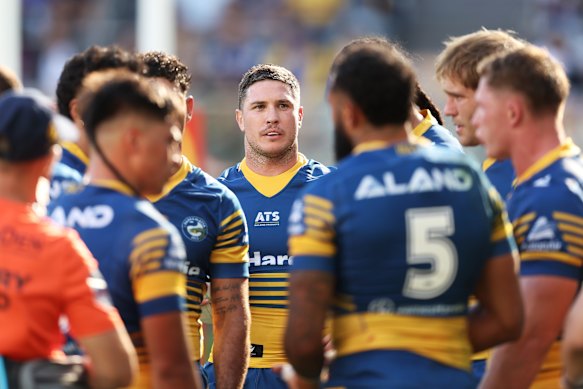 Parramatta pain: A familiar feeling for Mitchell Moses last Sunday afternoon.