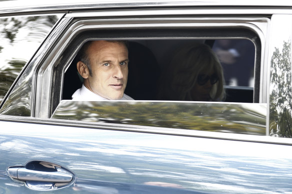 French President Emmanuel Macron after voting for the second round of the legislative elections in northern France.