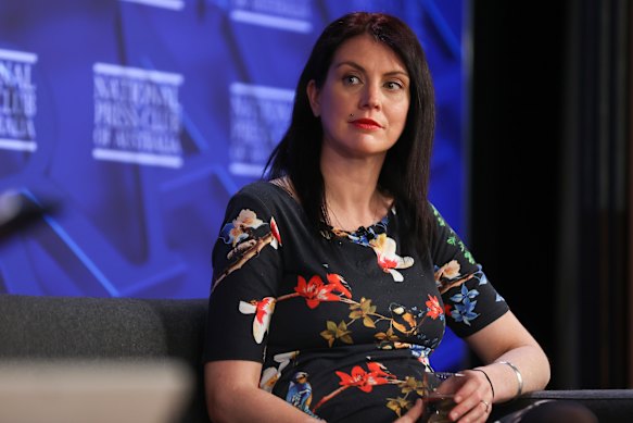 Professor Sarah Perkins-Kirkpatrick, pictured during an address to the National Press Club in 2021.