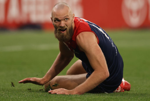 Down but not out: Max Gawn during the 2021 grand final.