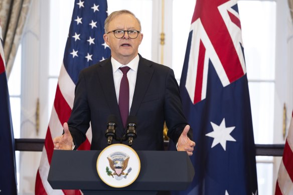 Prime Minister Anthony Albanese was quizzed about the Voice referendum during his US state visit. 