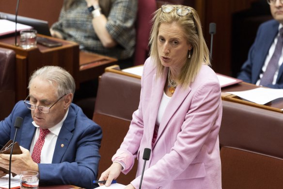 Finance Minister Katy Gallagher during question time today.