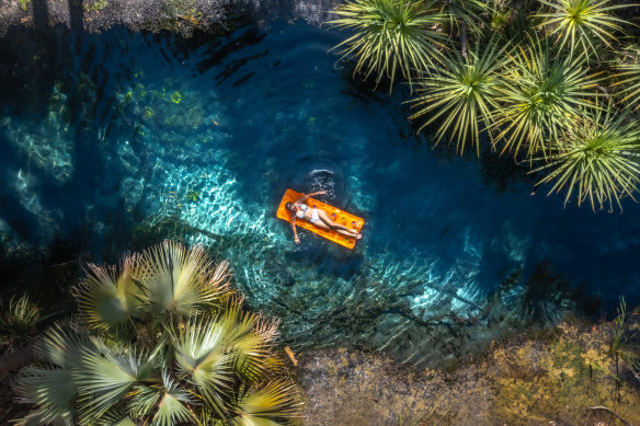 Bitter Springs, set amongst palms and tropical woodlands in Elsey National Park.