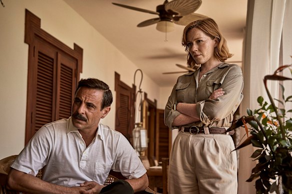 Emun Elliott and Charlotte Spencer in season two of The Gold.