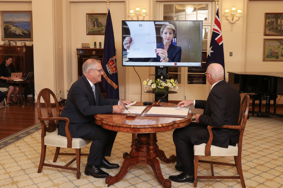 Michaelia Cash is sworn in to her new portfolio as Attorney-General.