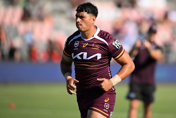 Ben Te Kura in action during the Brisbane Broncos’ 2025 preseason.