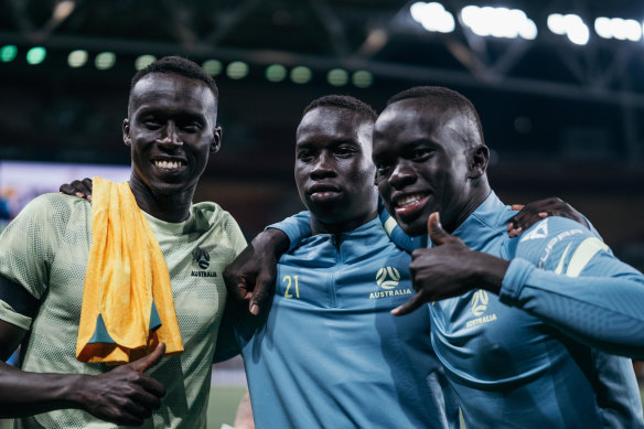Thomas Deng, Garang Kuol and Awer Mabil are the first Sudanese-Australians to represent the Socceroos at a World Cup.