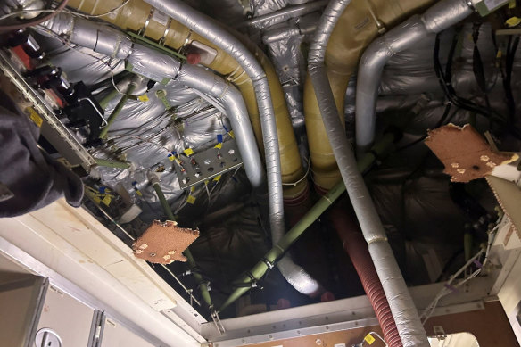 The ceiling of the Singapore Airlines flight after its emergency landing.