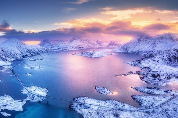 Winter in the Lofoten Islands.