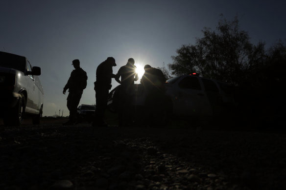 Border patrol agents on the US-Mexico frontier near McAllen, Texas.