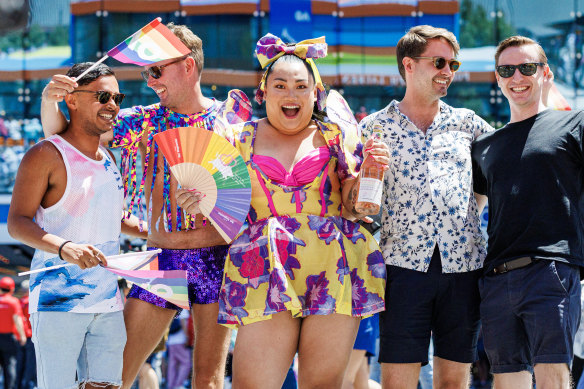 Drag Queen Rian outside Rod Laver Arena during Pride Day at the 2023 Australian Open.