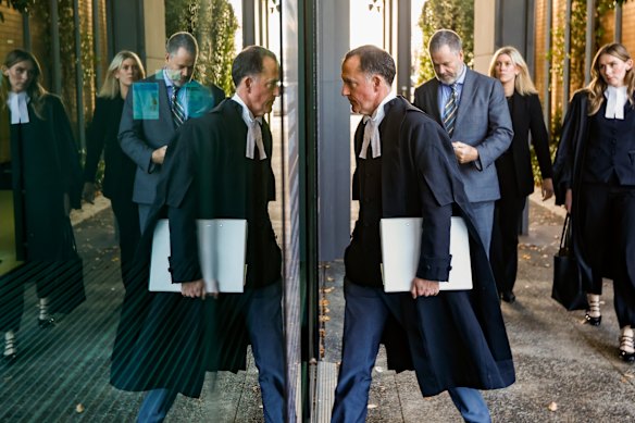 Erin Patterson’s legal team outside court on June 19.