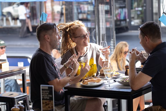 Patrons enjoying lunch on Good Friday at the Union Hotel in Windsor.