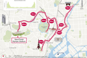 The marathon course for the Tokyo Games.