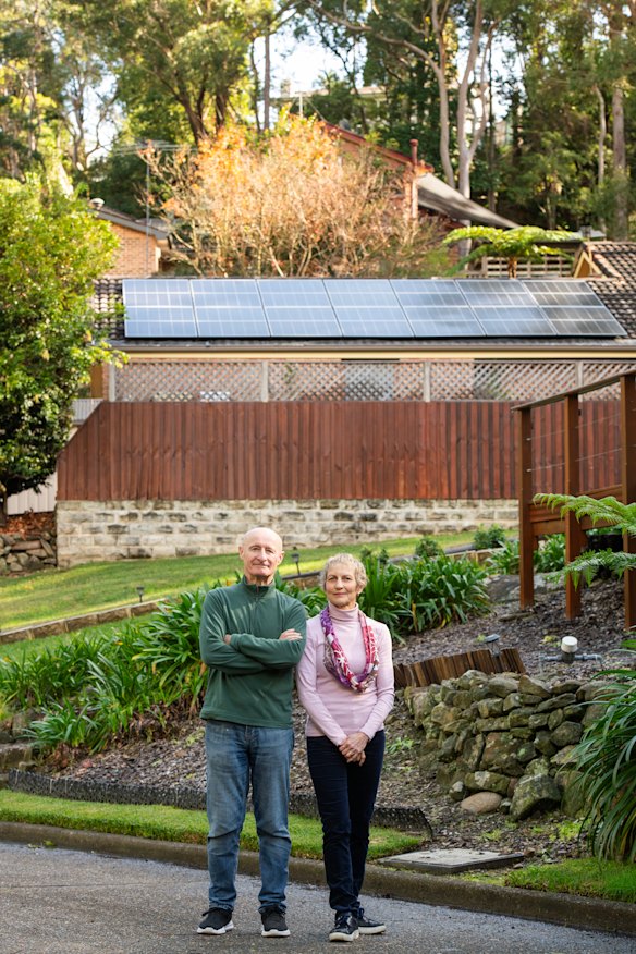 Tudor Goode and Gabrielle Hendriks generate very little solar power because they live on the south side of a hill.