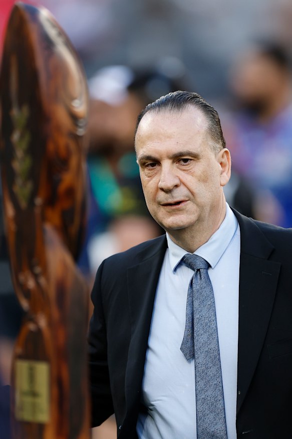 Rugby league boss Peter V’landys. Not a hot chip to be seen.