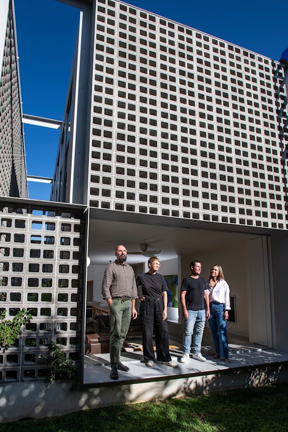 A breeze block screen with a 800kg-plus window was part of the contemporary design.