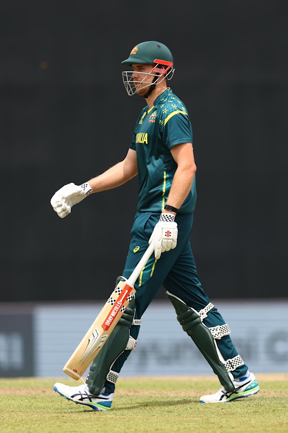 Dejected, Cameron Green departs the crease after his second-ball duck against Zimbabwe.