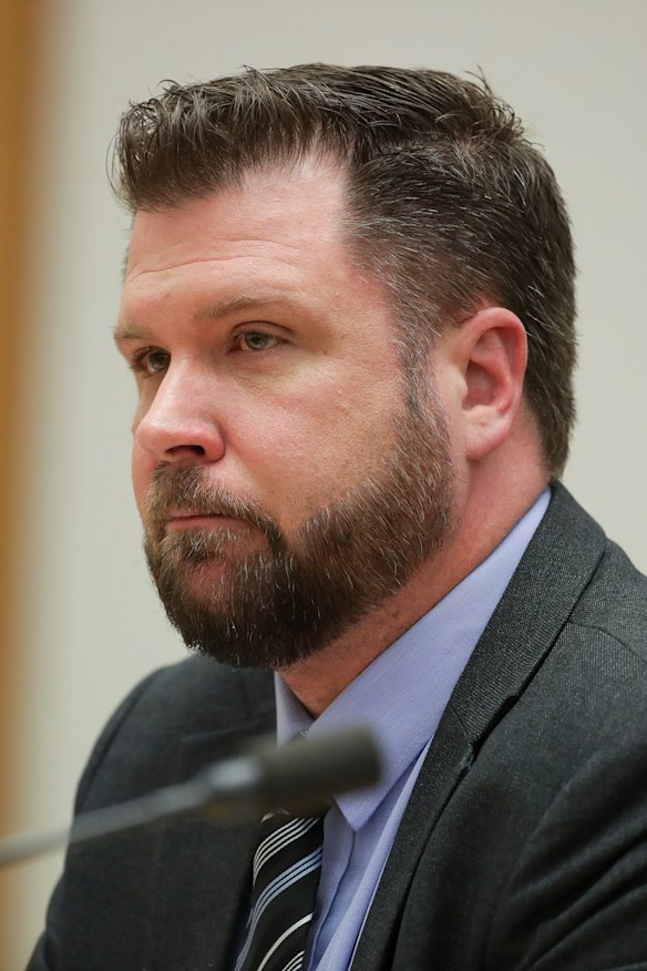 Retail Food Group chief executive Richard Hinson appearing at the senate inquiry.