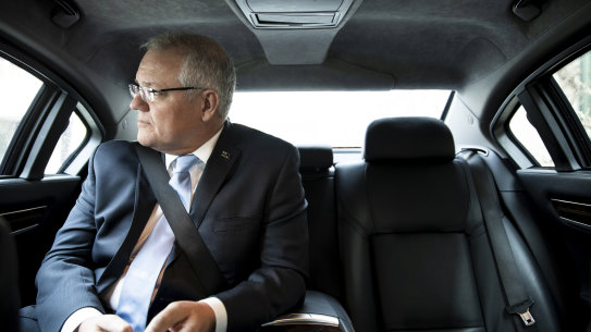 Prime Minister Scott Morrison sits in C1