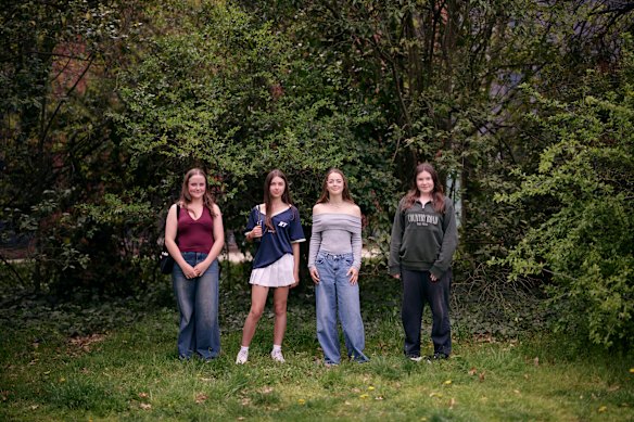 High school students (from left) Genevieve Rutledge, Anik Louw, Flora Peatling and Maisie Mooney spent five days without social media to share what the experience feels like.
