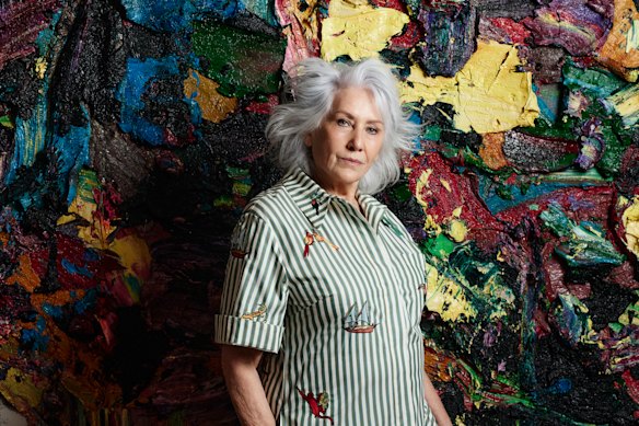 Judith Neilson wears Alémais dress. Spring Festival Is Coming
painting by Zhu Jinshi.