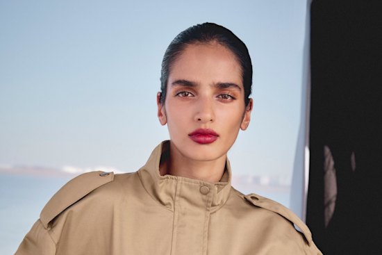 Zara cropped trench jacket, $139. Viktoria & Woods “Deluxe” pants, $390. Gucci “Bamboo Diva” bag, $7650.  