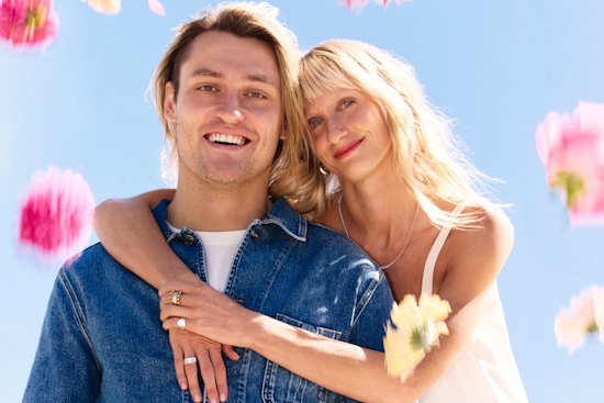 Darcy wears Christian Kimber jacket; Dee wears Lee Mathews dress, own jewellery.