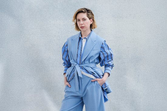 Camilla and Marc vest, shirt and shorts. Tony Bianco shoes. Stylist’s own socks.