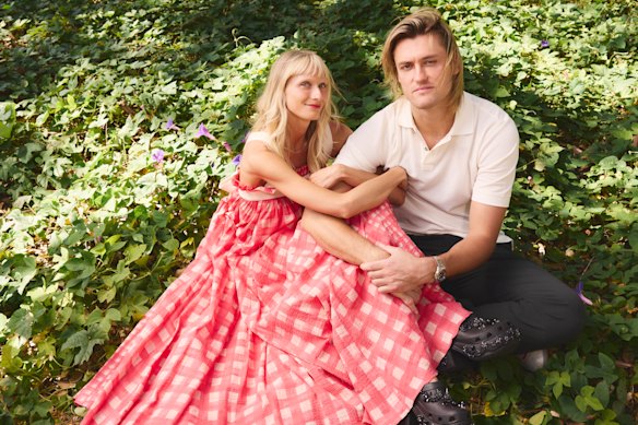 Darcy Moore wears Christian Kimber polo and chinos. Dee Salmin wears Lee Mathews dress, own shoes (worn throughout).