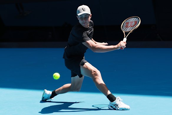 Willwerth plays a backhand against  Bernet.