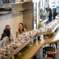 The sushi train, imported from Taiwan, fits the narrow Bourke Street site.