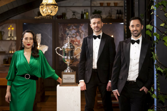 Jock Zonfrillo with fellow MasterChef  judges Melissa Leong and Andy Allen.