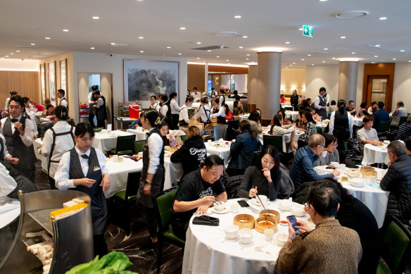 Yum cha is packed with diners who look as if they have been there for years. 