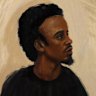 A court sketch depicts Mohamud Ali, 32, at the Melbourne Magistrates Court in Melbourne, Friday, May 1, 2026.