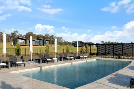 Poolside solitude.