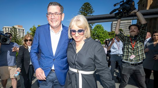 Daniel Andrews with his wife, Catherine, in 2023.