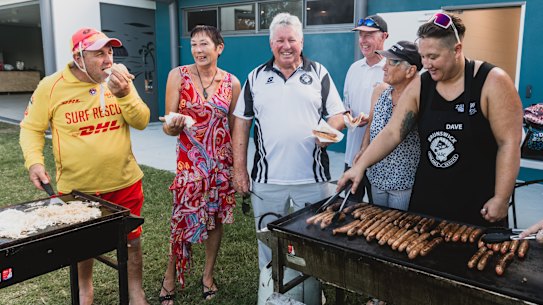 A sausage sizzle at Brunswick Heads Surf Life Saving Club to thank volunteers for raising money for the first stage of the clubhouse.