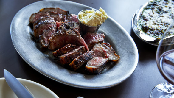 Go-to dish: Barnsley chop with anchovy butter and creamed spinach.