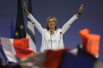 Valerie Pecresse, candidate for the French presidential election 2022, delivers a speech in Paris last weekend.