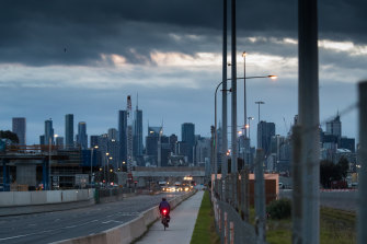 Quiet Melbourne roads on Tuesday morning. 