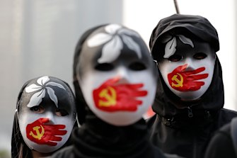 A rally in Hong Kong in December to show support for Uighurs and their fight for human rights.