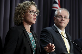 Our Watch chief executive Patty Kinnersly, pictured with Prime Minister Scott Morrison, says plans to tackle violence against women have focused too strongly on individual behaviours and not stopping perpetrators.
