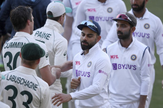 Virat Kohli, centre, and his teammates are coming to terms with an eight-wicket defeat inside three days. 