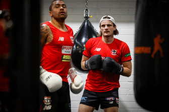 Hunter Clark at a recent St Kilda boxing session.