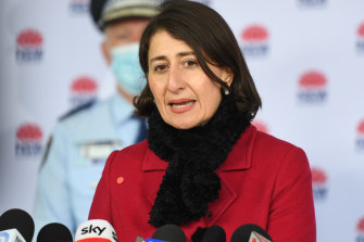 NSW Premier Gladys Berejiklian Monday’s COVID-19 briefing.