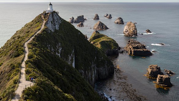 Nugget Point Lighthouse in the Southland region, the southernmost part of New Zealand’s South Island.