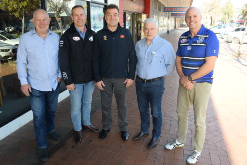 Canterbury recruitment manager Mark Hughes, chief executive Andrew Hill, Country Rugby League operations manager Bert Lowrie, Canterbury board member Chris Anderson and pathways performance manager Andy Patmore met with Group 3 senior and junior league officials this week.