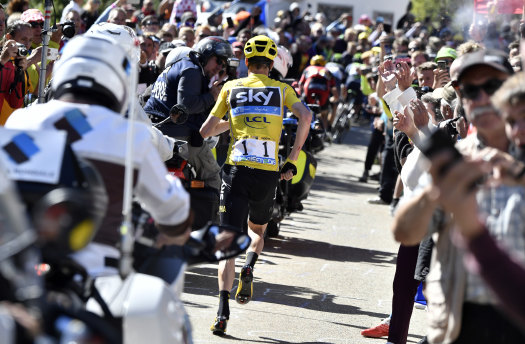 Who could forget Chris Froome running up Mont Ventoux after a crash caused by an idiot fan. 