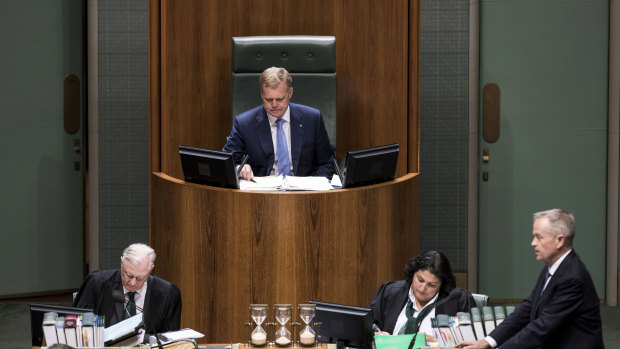 Speaker Tony Smith during a division in the House of Representatives on Tuesday.